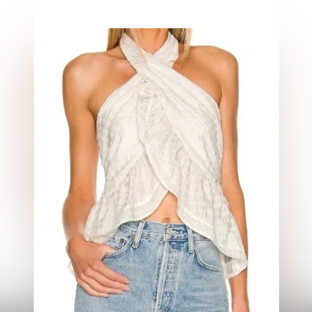 COPY - NWT Line & Dot Roselle Wrap Halter Top in Ivory